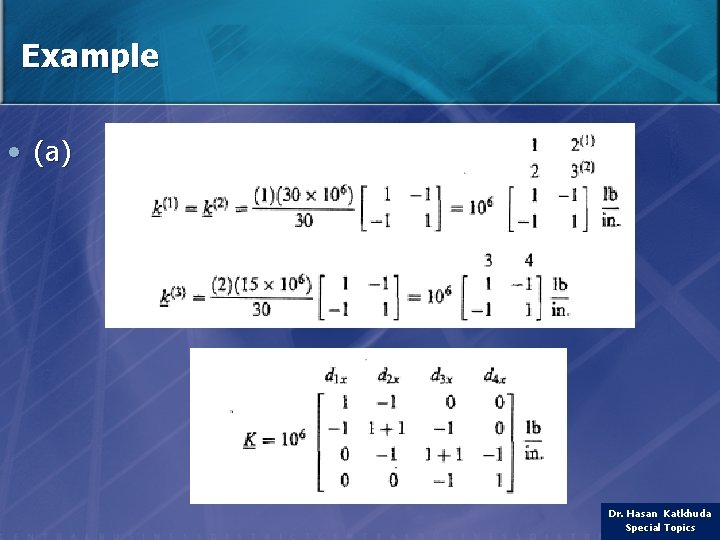 Example • (a) Dr. Hasan Katkhuda Special Topics 