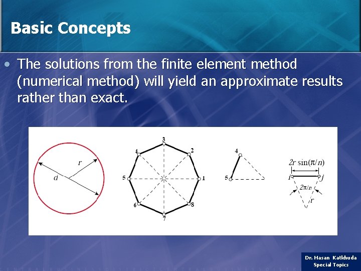 Basic Concepts • The solutions from the finite element method (numerical method) will yield