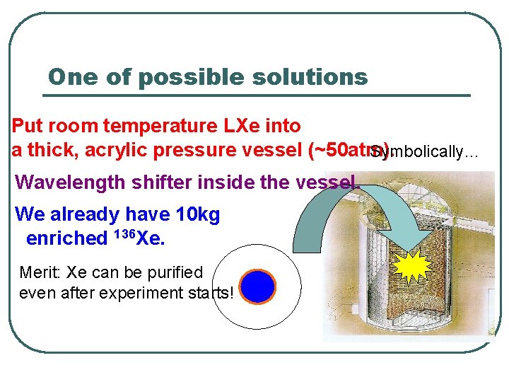 One of possible solutions Put room temperature LXe into a thick, acrylic pressure vessel