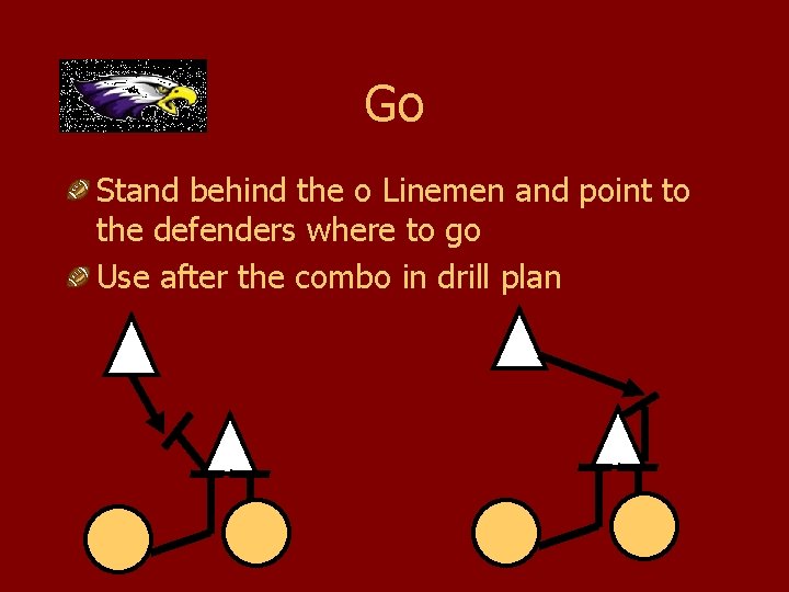 Go Stand behind the o Linemen and point to the defenders where to go