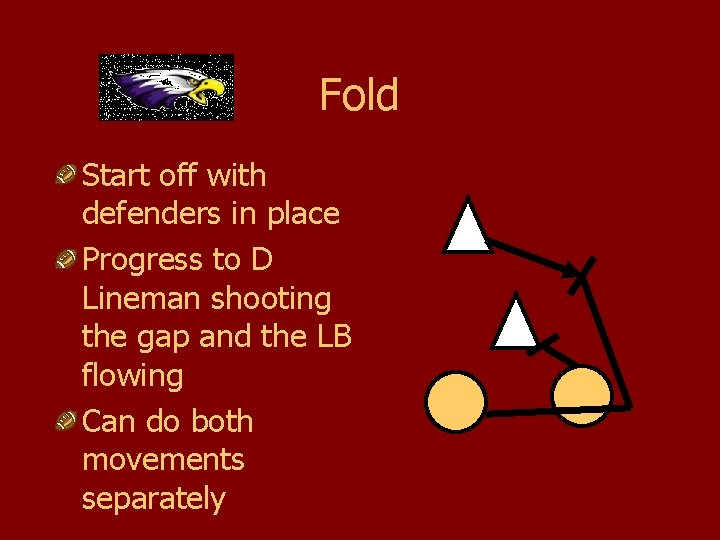 Fold Start off with defenders in place Progress to D Lineman shooting the gap