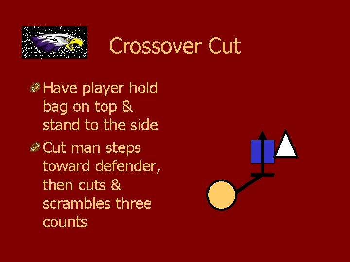Crossover Cut Have player hold bag on top & stand to the side Cut