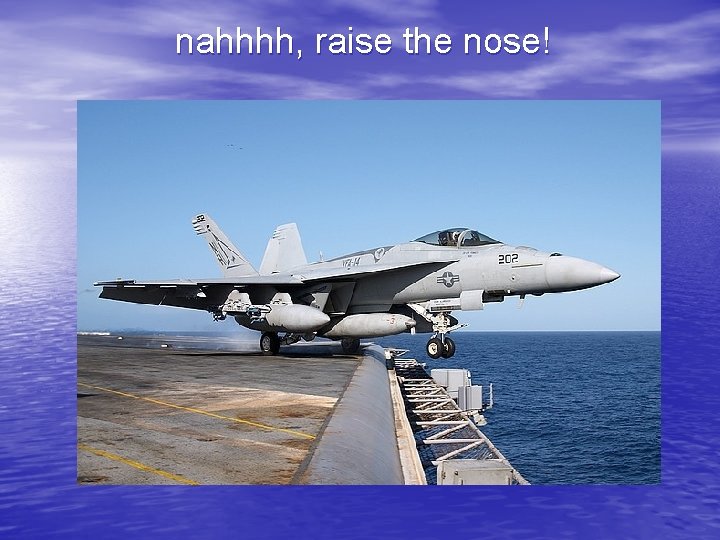 nahhhh, raise the nose! 