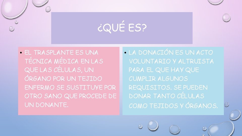 ¿QUÉ ES? • EL TRASPLANTE ES UNA TÉCNICA MÉDICA EN LAS QUE LAS CÉLULAS,