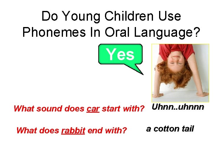 Do Young Children Use Phonemes In Oral Language? Yes What sound does car start