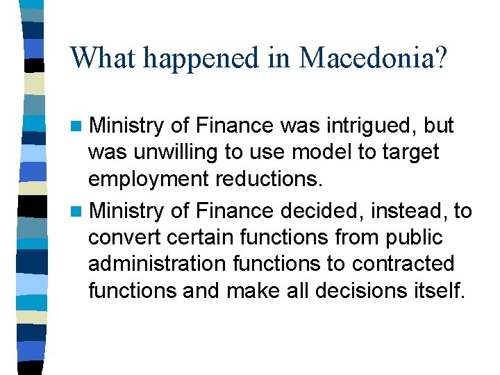 Macedonia Pay Employment Modeling Wage Bill Reduction Simulation