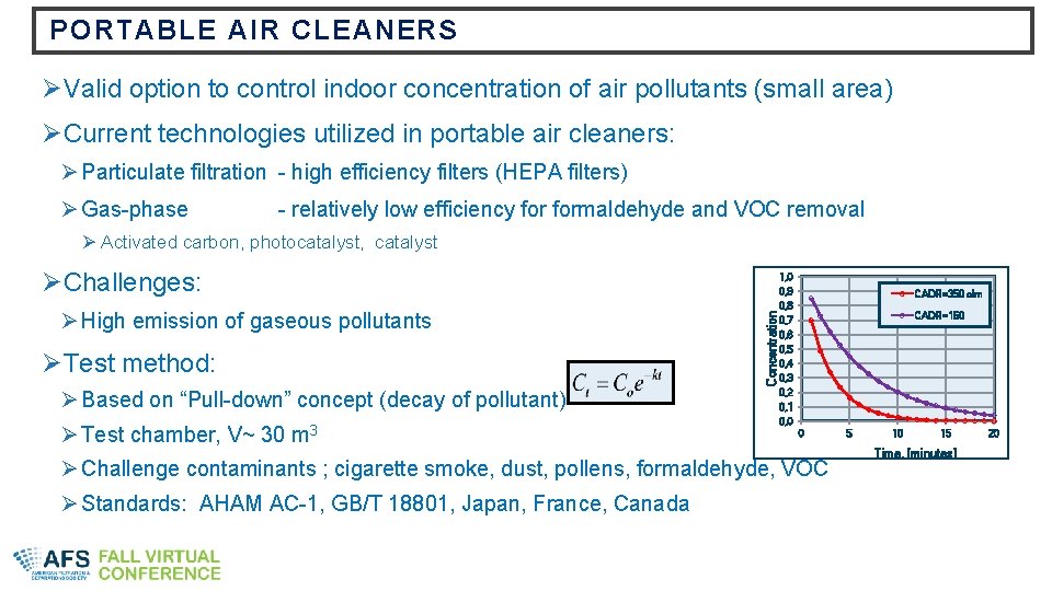 PORTABLE AIR CLEANERS ØValid option to control indoor concentration of air pollutants (small area)