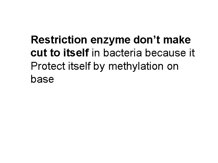 Restriction enzyme don’t make cut to itself in bacteria because it Protect itself by