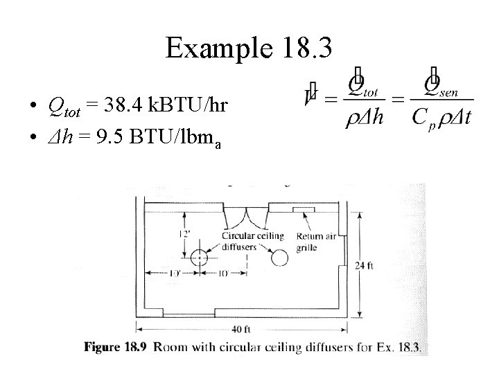 Example 18. 3 • Qtot = 38. 4 k. BTU/hr • Δh = 9.