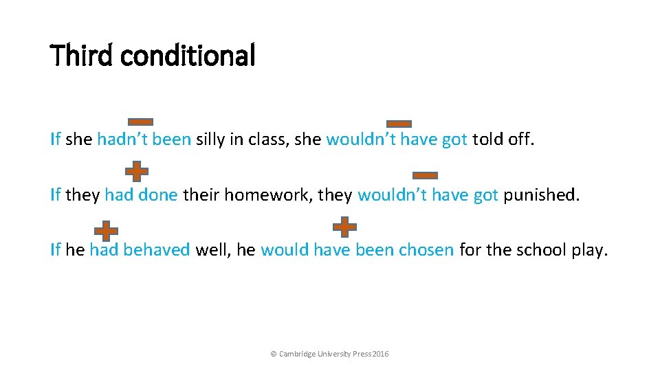 Third conditional If she hadn’t been silly in class, she wouldn’t have got told Third conditional If she hadn’t been silly in class, she wouldn’t have got told