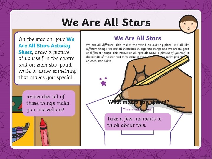 We Are All Stars On the star on your We Are All Stars Activity