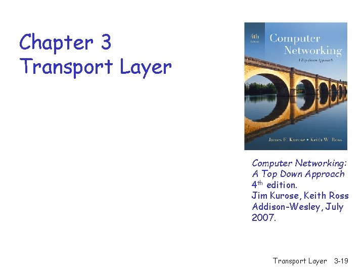 Chapter 3 Transport Layer Computer Networking: A Top Down Approach 4 th edition. Jim