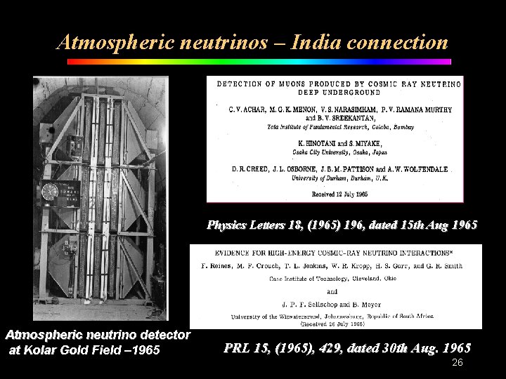 Atmospheric neutrinos – India connection Physics Letters 18, (1965) 196, dated 15 th Aug