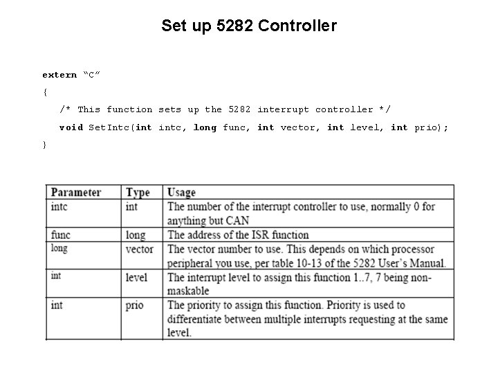 Set up 5282 Controller extern “C” { /* This function sets up the 5282