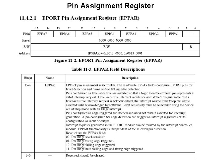 Pin Assignment Register 
