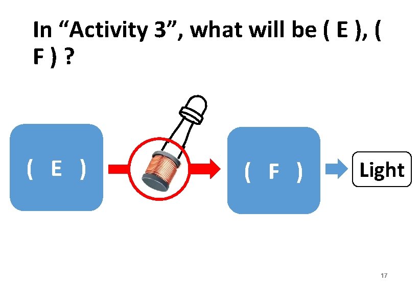 In “Activity 3”, what will be ( E ), ( F)? ( E )