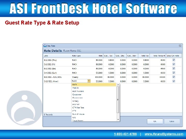 Guest Rate Type & Rate Setup 