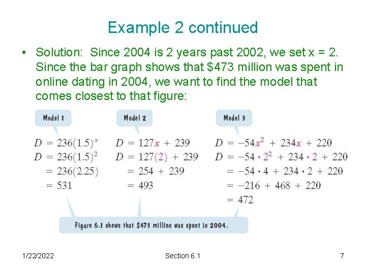 Example 2 continued • Solution: Since 2004 is 2 years past 2002, we set Example 2 continued • Solution: Since 2004 is 2 years past 2002, we set