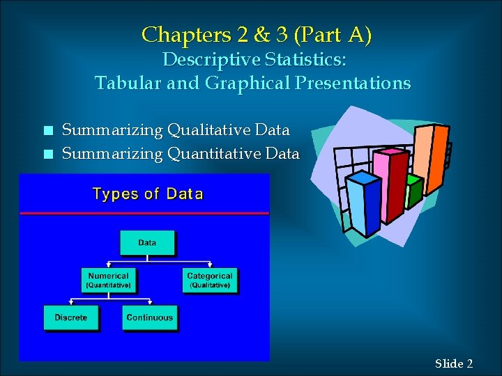 Chapters 2 & 3 (Part A) Descriptive Statistics: Tabular and Graphical Presentations n n
