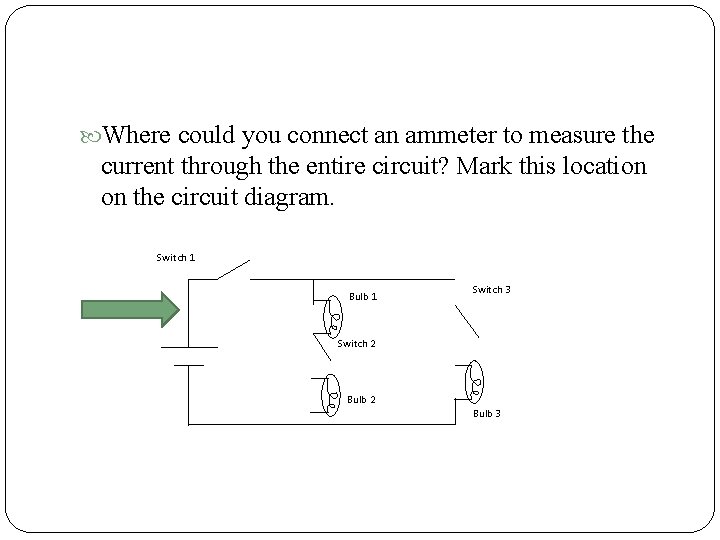  Where could you connect an ammeter to measure the current through the entire