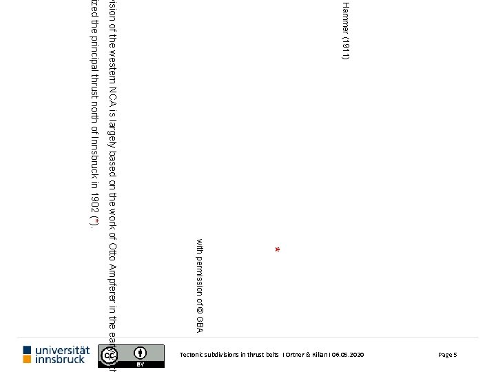 & Hammer (1911) ized the principal thrust north of Innsbruck in 1902 (*). *
