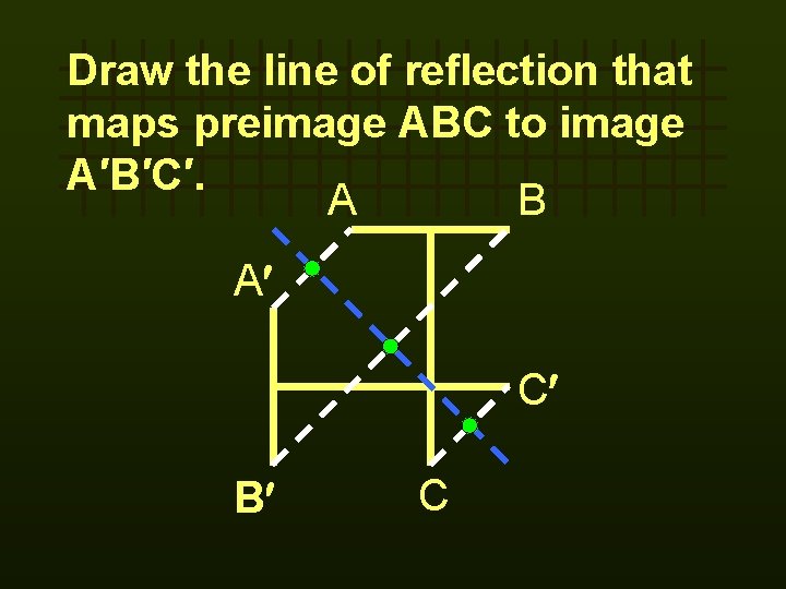 Draw the line of reflection that maps preimage ABC to image A′B′C′. A B
