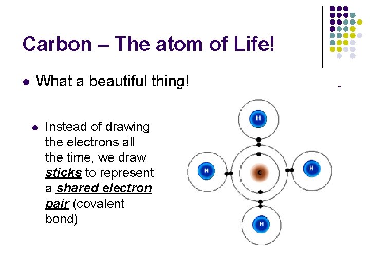 Carbon – The atom of Life! l What a beautiful thing! l Instead of