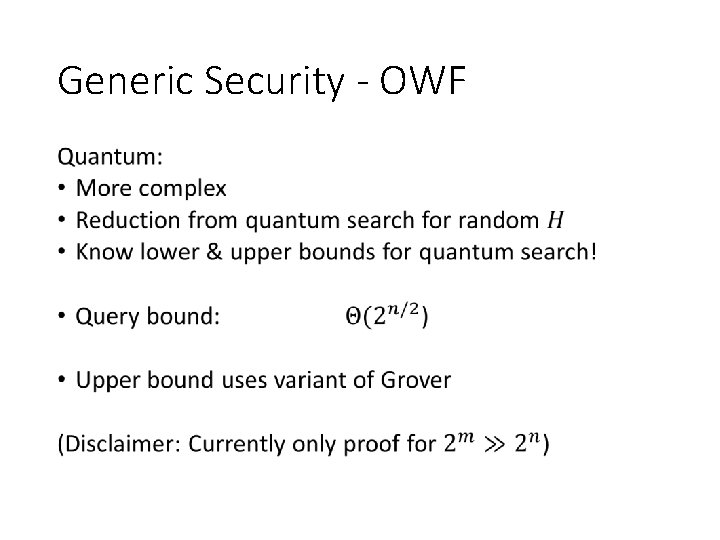 Generic Security - OWF • 
