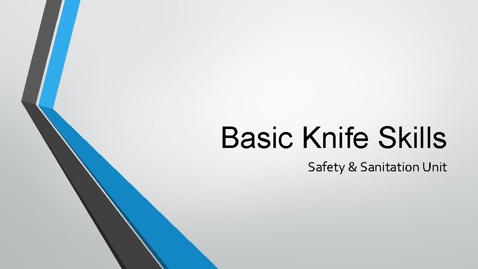 Basic Knife Skills Safety & Sanitation Unit 