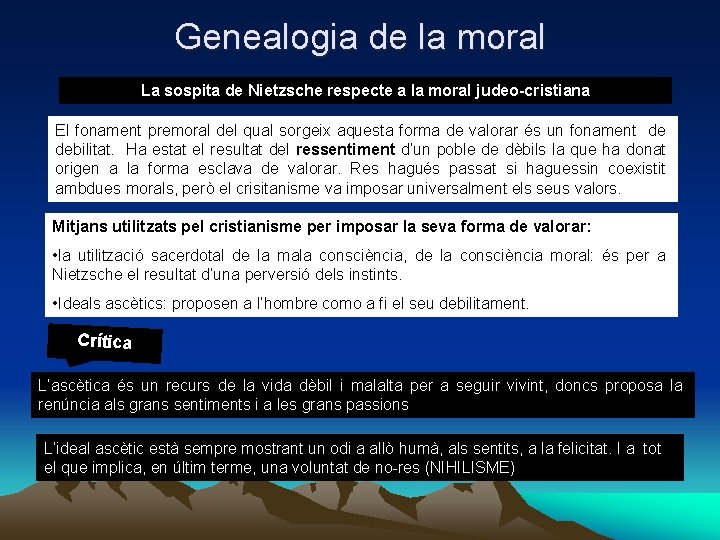 Genealogia de la moral La sospita de Nietzsche respecte a la moral judeo-cristiana El