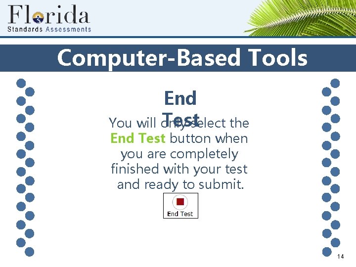 Computer-Based Tools End Testselect the You will only End Test button when you are