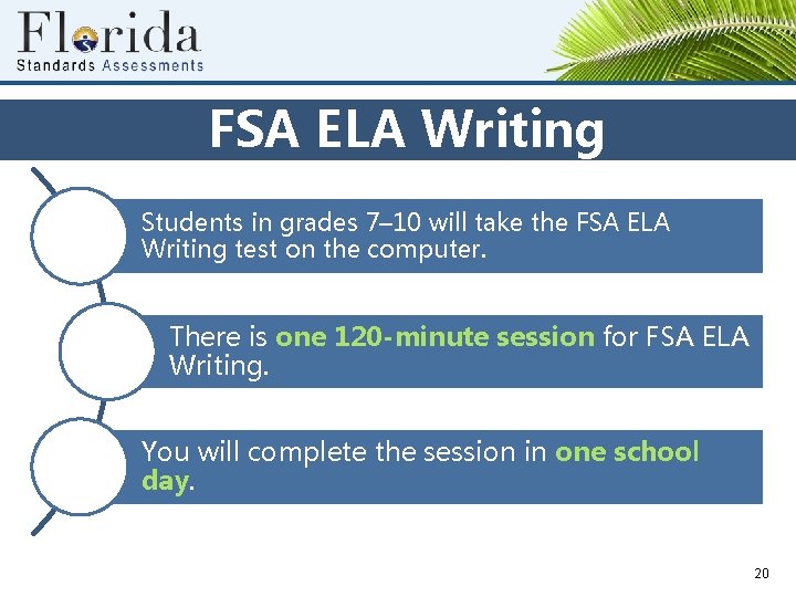 FSA ELA Writing Students in grades 7– 10 will take the FSA ELA Writing