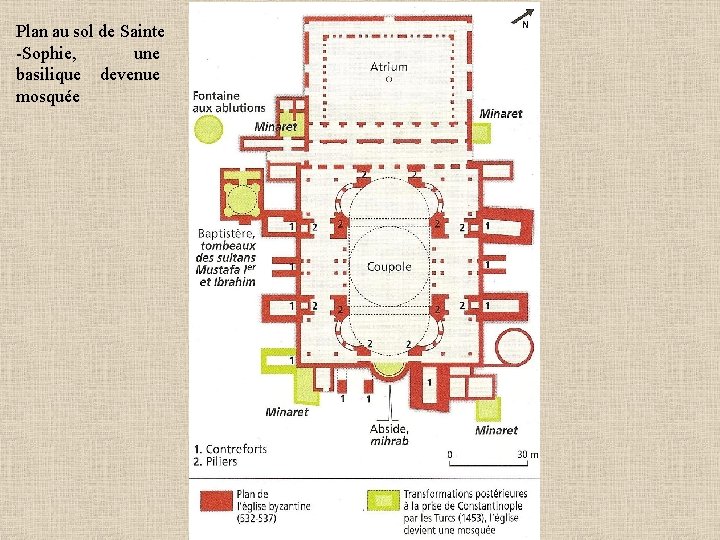 Plan au sol de Sainte -Sophie, une basilique devenue mosquée 