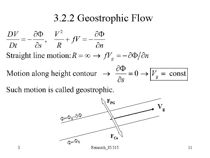 3. 2. 2 Geostrophic Flow FPG Vg d. F F=F 0 - 3 F=F