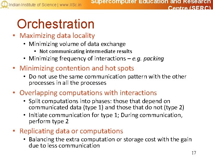 Indian Institute of Science | www. IISc. in Supercomputer Education and Research Centre (SERC)