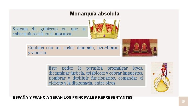 Monarquía absoluta Sistema de gobierno en que soberani a recai a en el monarca