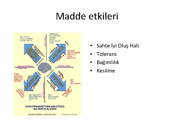 Madde etkileri • • Sahte İyi Oluş Hali Tolerans Bağımlılık Kesilme 