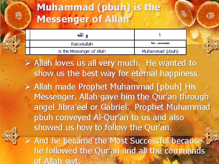 Muhammad (pbuh) is the Messenger of Allah ﻭ ﺍﻟﻠﻪ ﺍ Rasoolullah Mu…ammadan is the