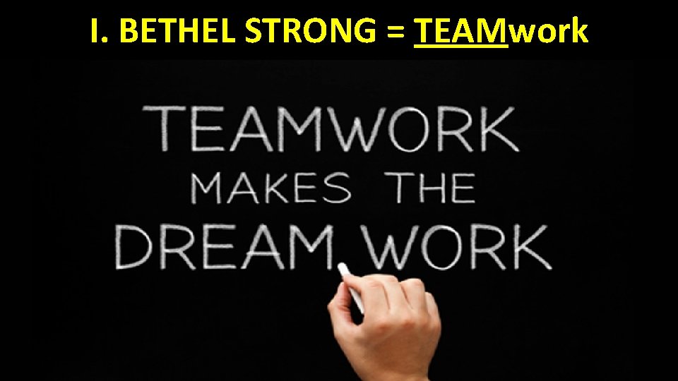 I. BETHEL STRONG = TEAMwork 