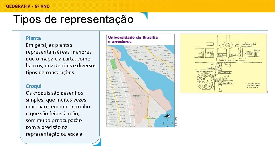 Tipos de representação Planta Em geral, as plantas representam áreas menores que o mapa