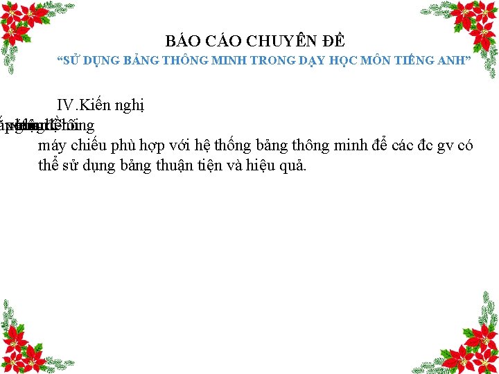 BÁO CHUYÊN ĐỀ “SỬ DỤNG BẢNG THÔNG MINH TRONG DẠY HỌC MÔN TIẾNG ANH”