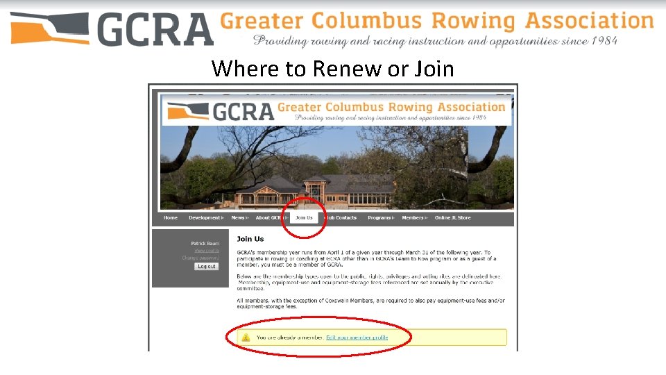 Where to Renew or Join 