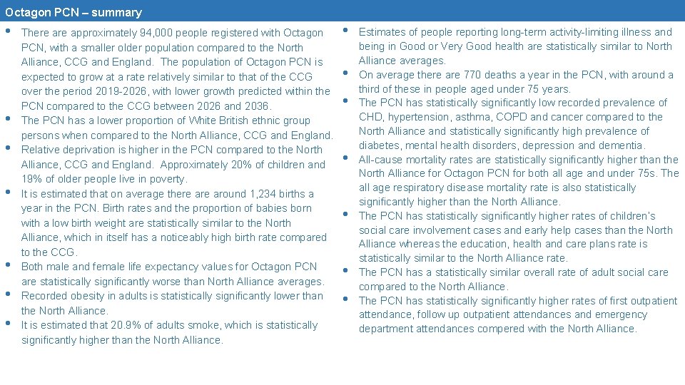 Octagon PCN – summary • • There approximately 94, 000 people registered with Octagon