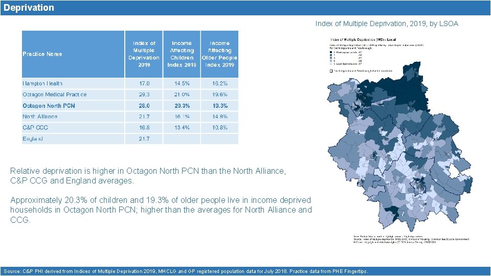 Deprivation Index of Multiple Deprivation, 2019, by LSOA Relative deprivation is higher in Octagon