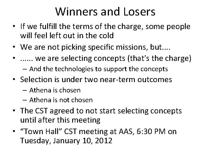 Winners and Losers • If we fulfill the terms of the charge, some people