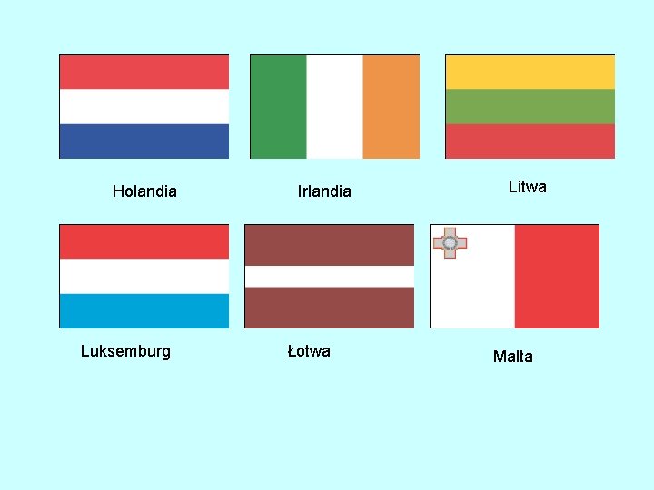 Holandia Luksemburg Irlandia Łotwa Litwa Malta 