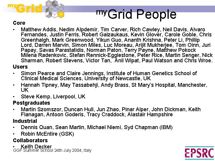 my. Grid People Core • Matthew Addis, Nedim Alpdemir, Tim Carver, Rich Cawley, Neil