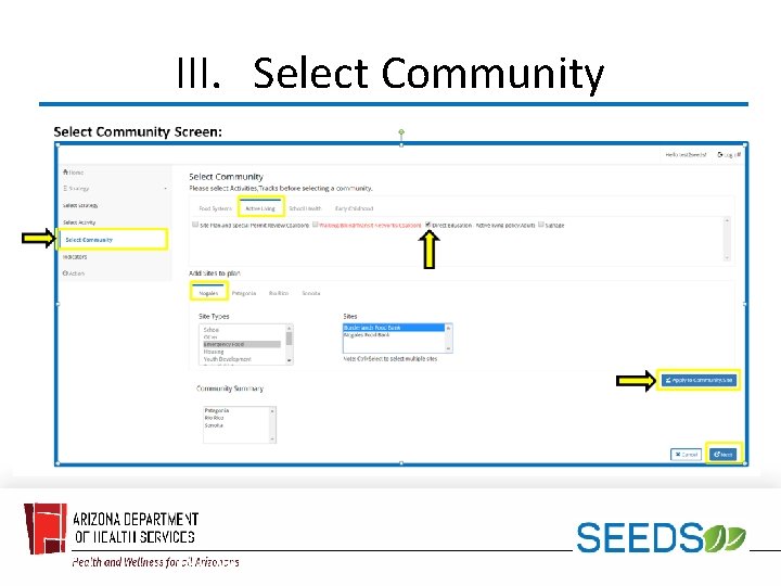 III. Select Community 