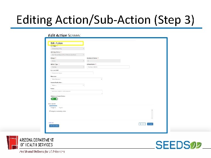 Editing Action/Sub-Action (Step 3) 