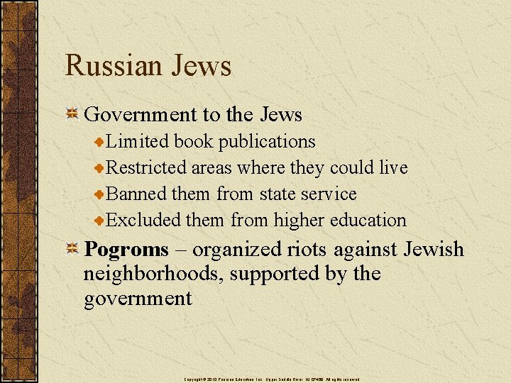 Russian Jews Government to the Jews Limited book publications Restricted areas where they could